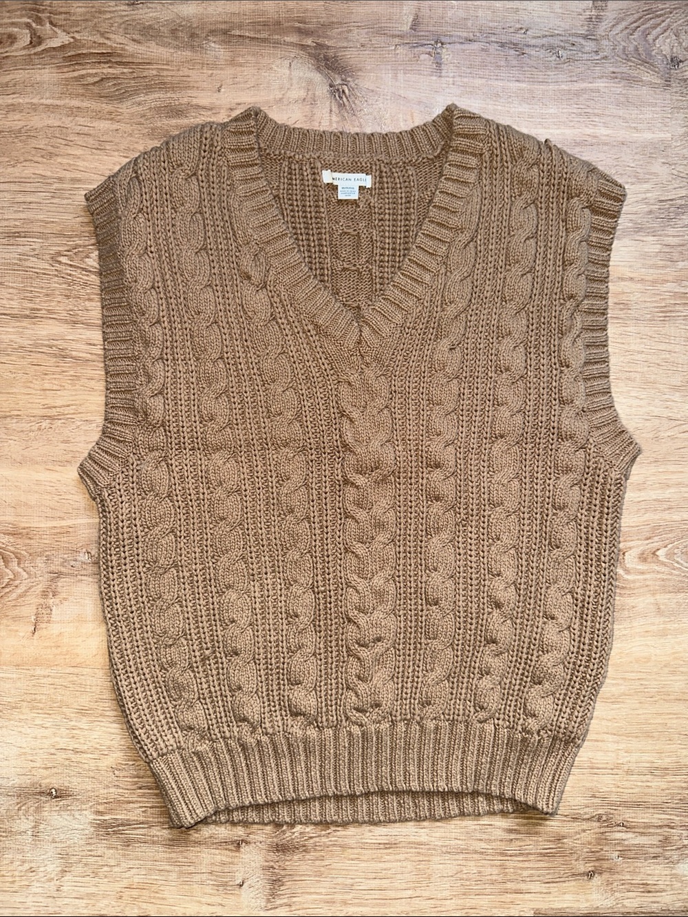 American Eagle Outfitters Cable-Knit V-Neck Sweater Vest - Brown